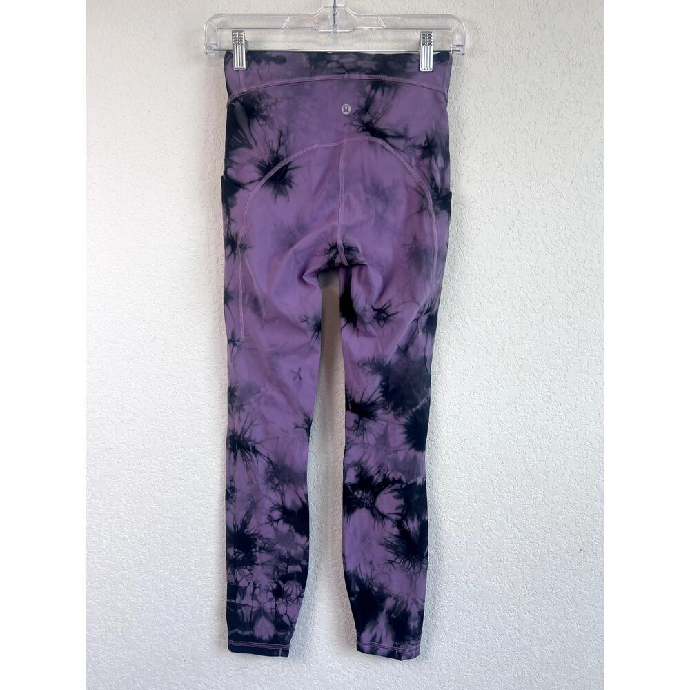 Lululemon Power Thru High Rise Tight Purple Tie Dye Leggings Size 4 - Picture 3 of 8